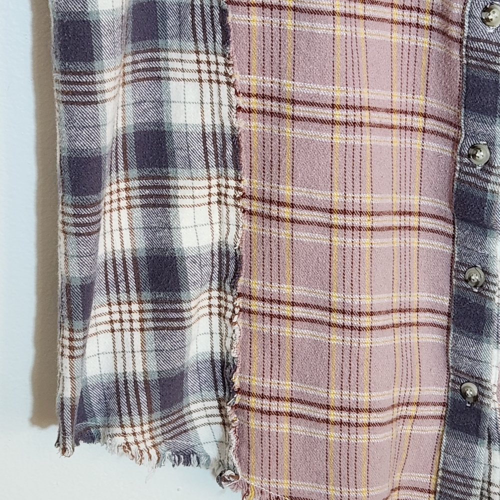 Hem & Thread Multi-Color Plaid Flannel Button Down Shirt Size Medium - Picture 6 of 12